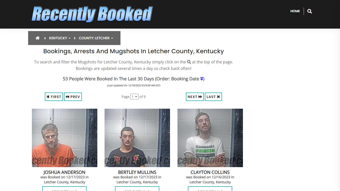 Bookings, Arrests and Mugshots in Letcher County, Kentucky